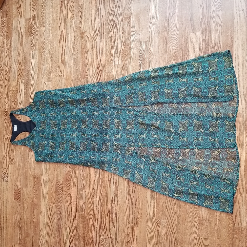 (M) NWT RVCA Glenn Racerback Flowy Front Slit Printed Maxi Dress Vacation Summer
